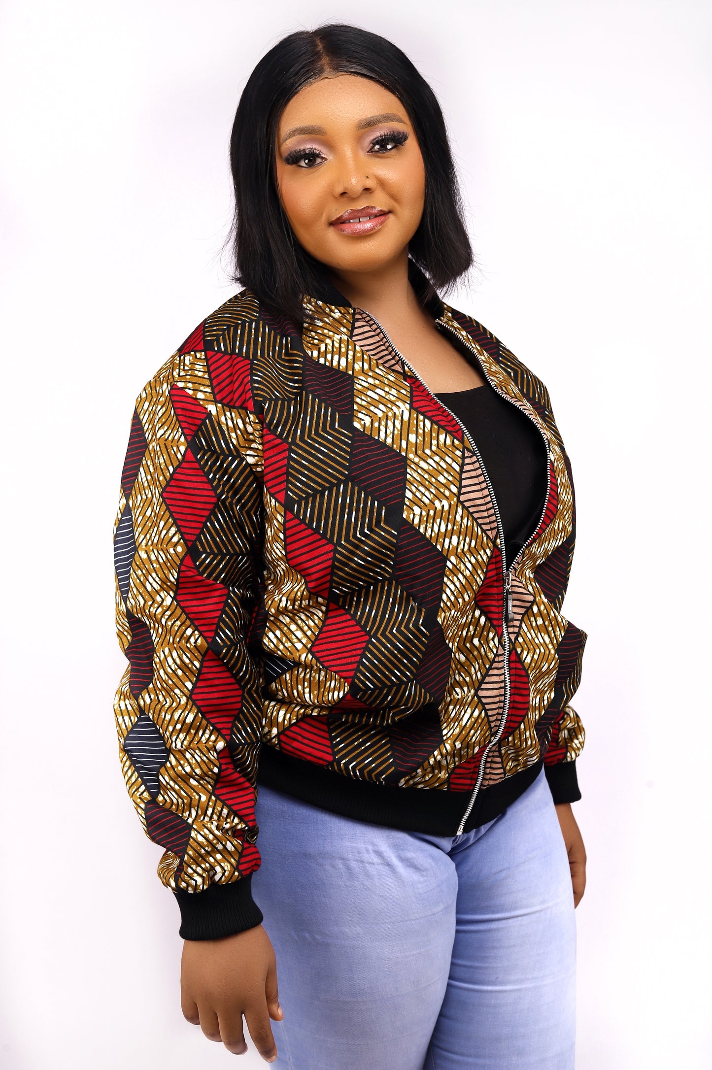 Imade African Print Bomber Jacket (No Pockets)