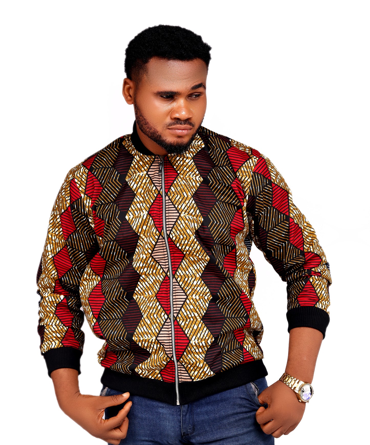 Imade African Print Bomber Jacket (No Pockets)