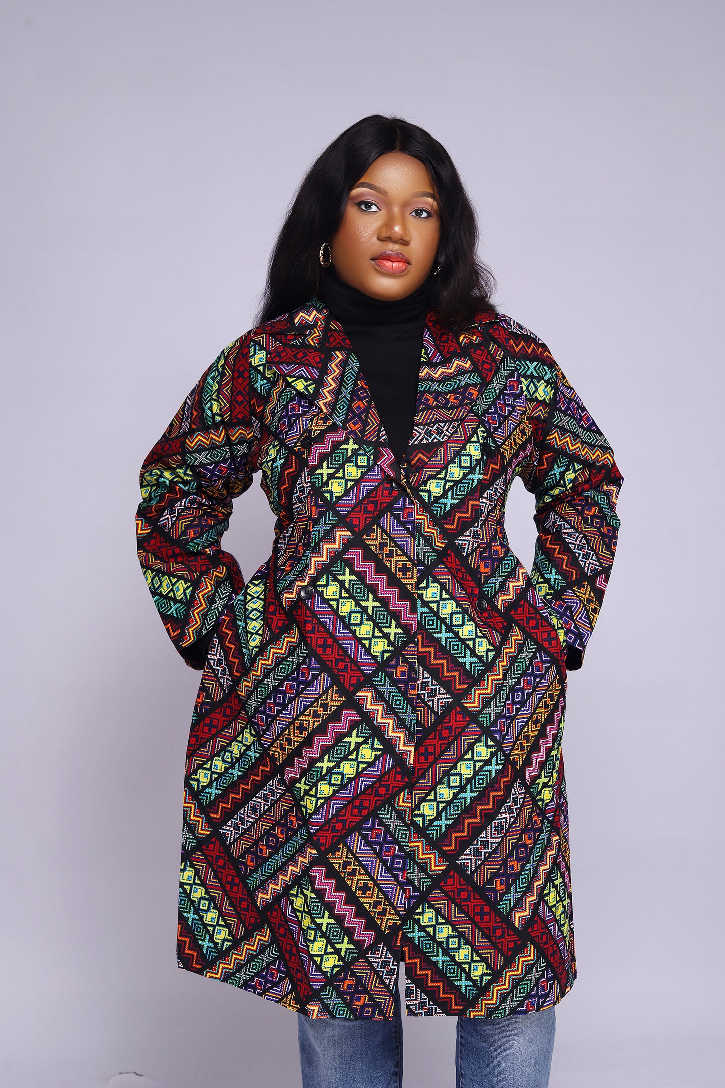 Behati African Print Trench Jacket