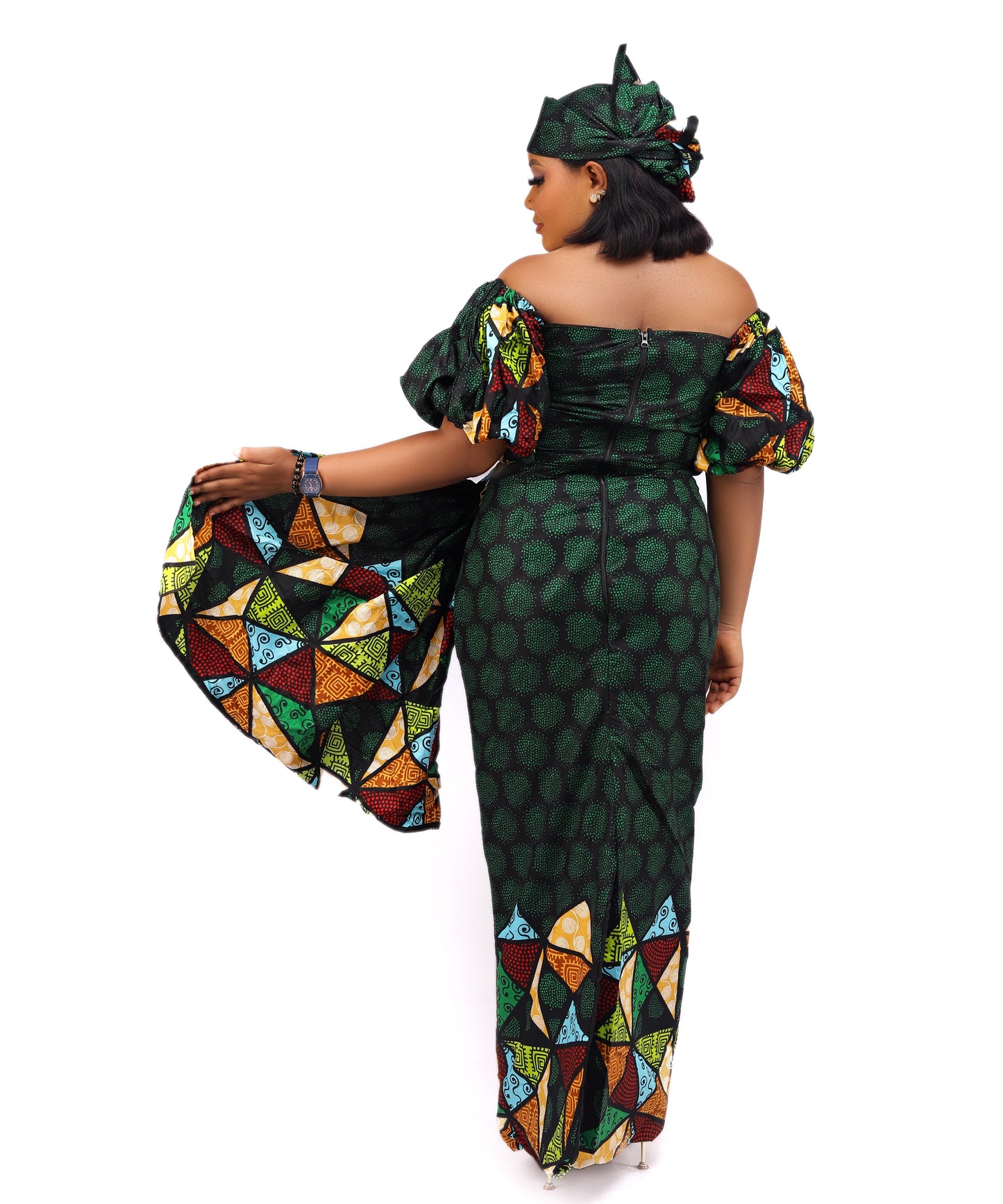 Dayana African Print Dress (Green)