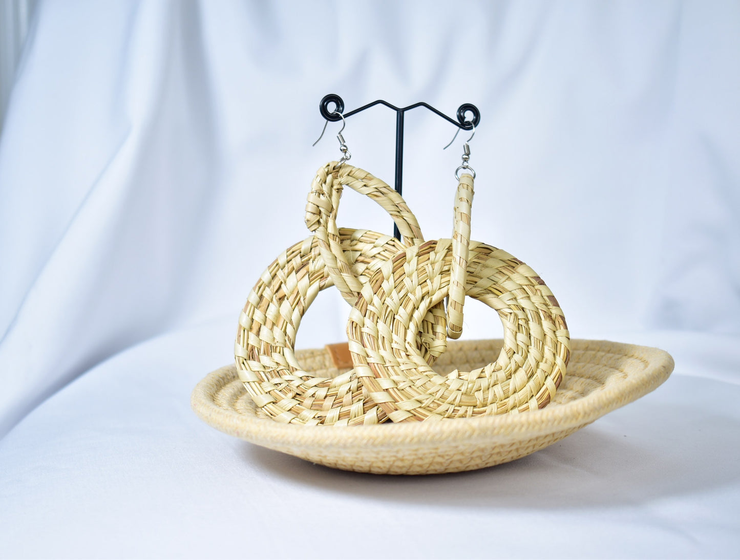 Hand Woven Rattan With a Twist Earrings