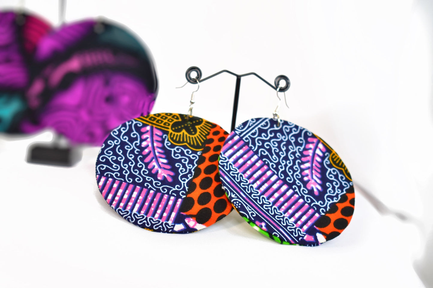 Flat Drop Ankara Earrings