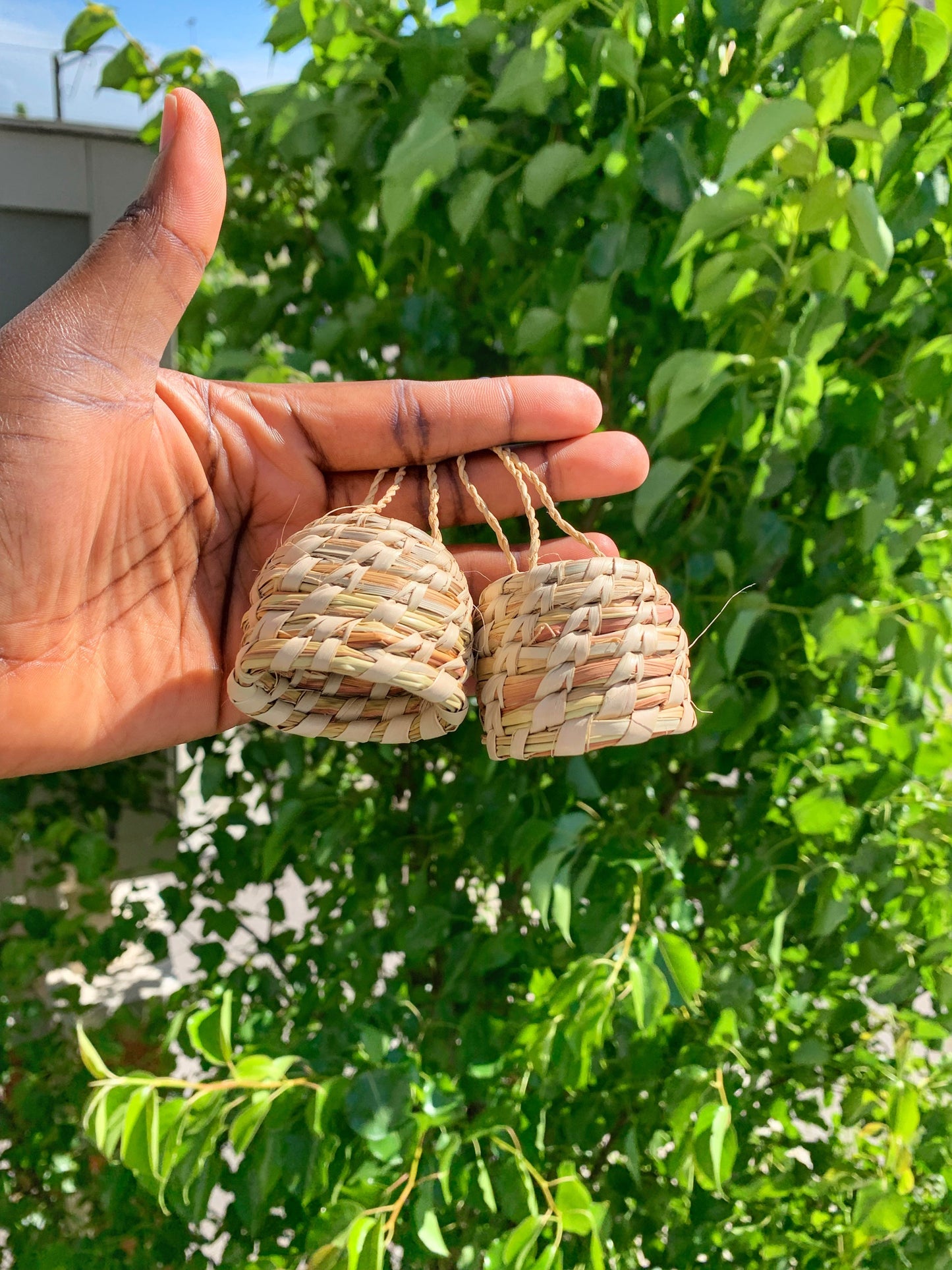 Hand Woven Rattan Earrings (Basket)