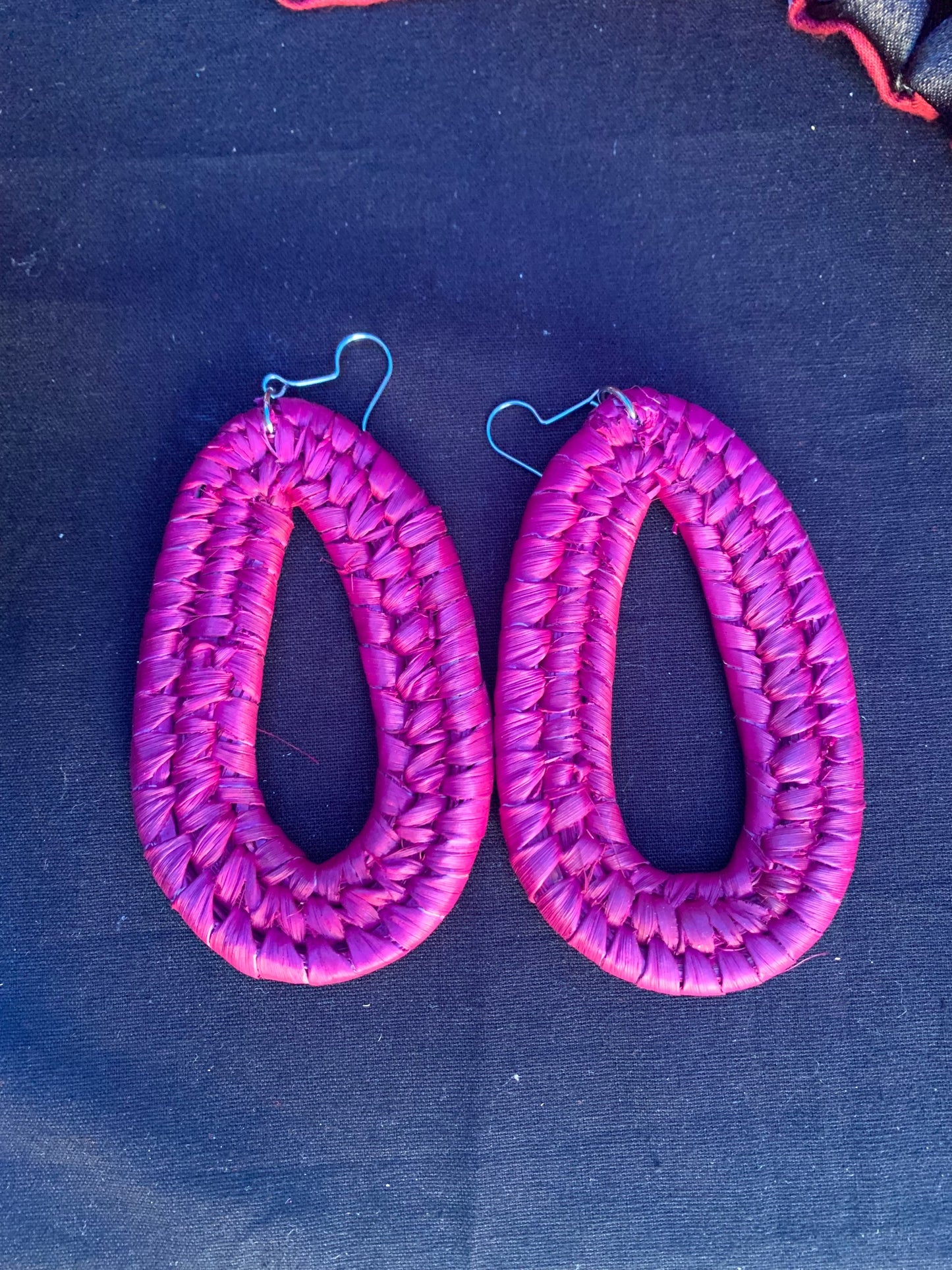 Hand Woven Rattan Flat Drop Earrings