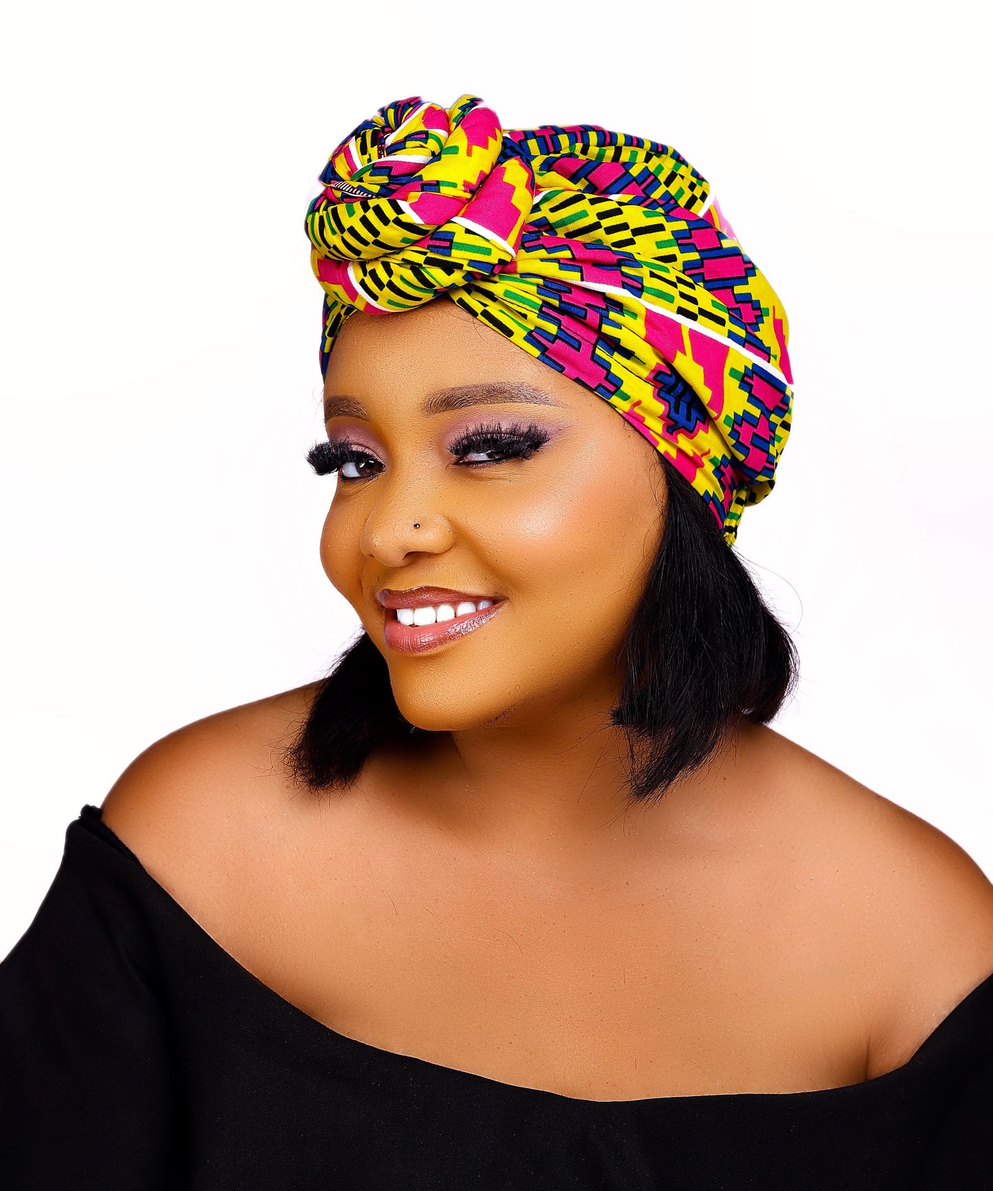 African Print Pre-Tied Satin Lined Head Wrap