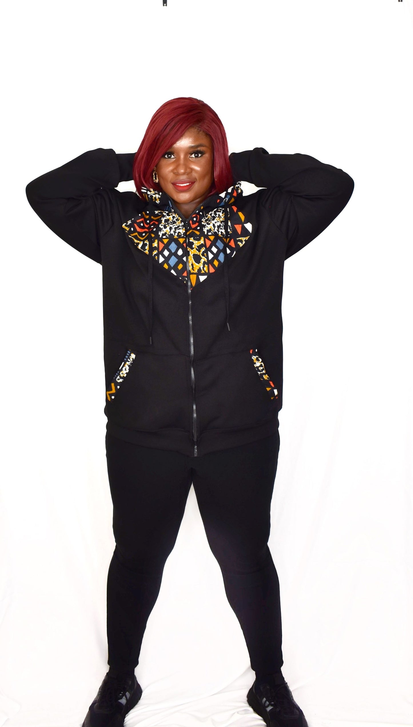 Nika Ankara Hoodie With African Print Patches