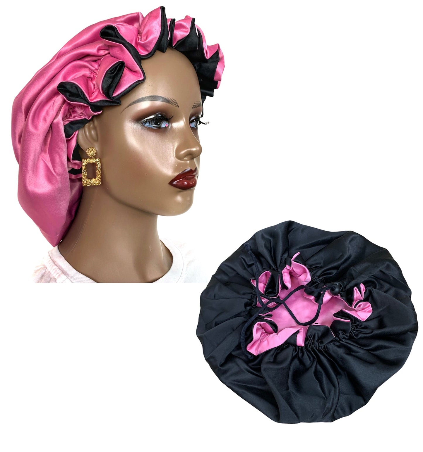 Tinu Ruffled Reversible Satin Bonnet