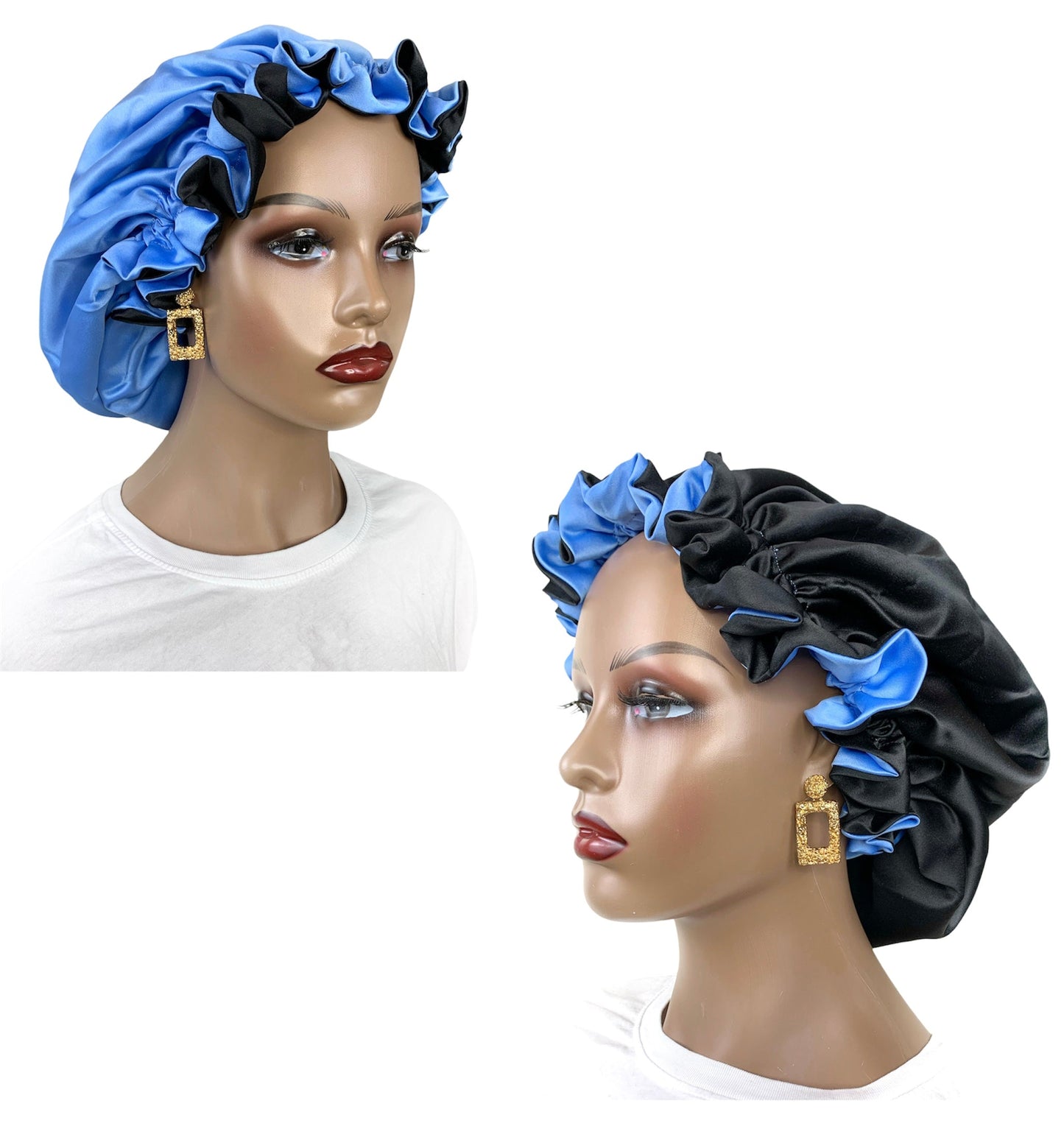 Seyi Ruffled Reversible Satin Bonnet