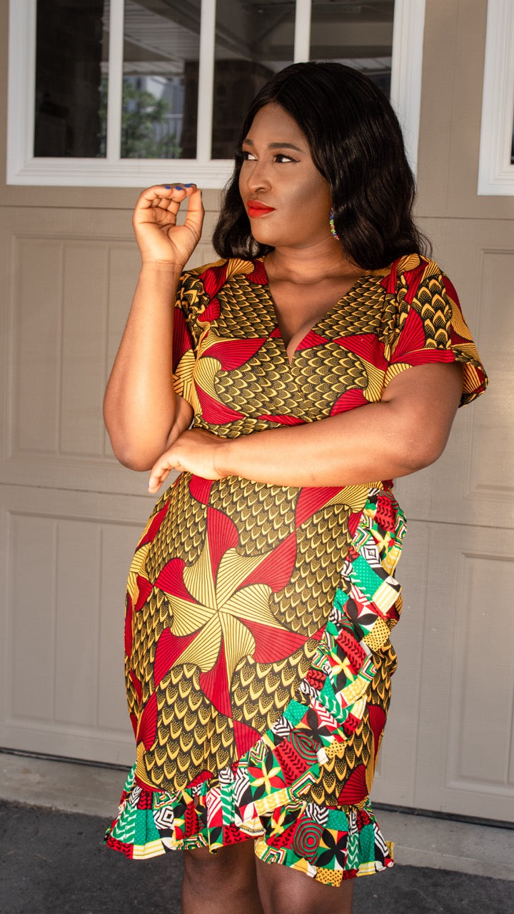 Shughar African Print Wrap Dress