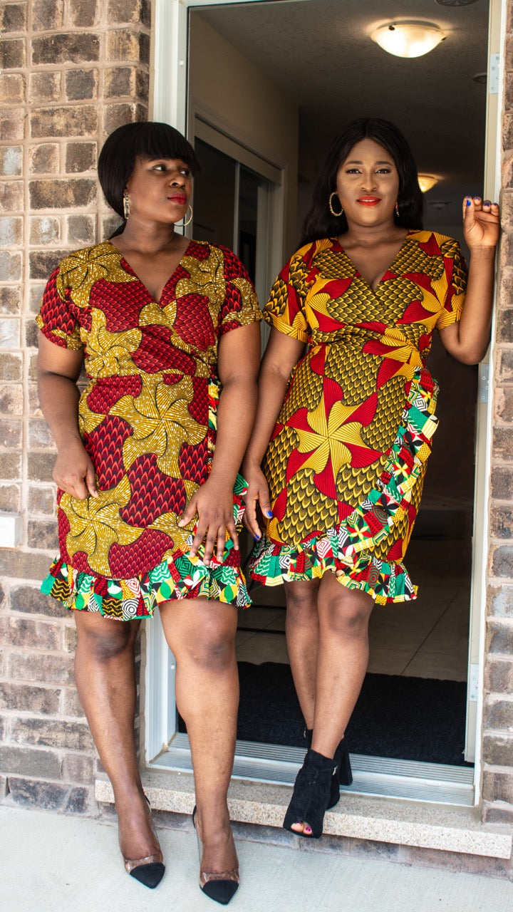 Shughar African Print Wrap Dress