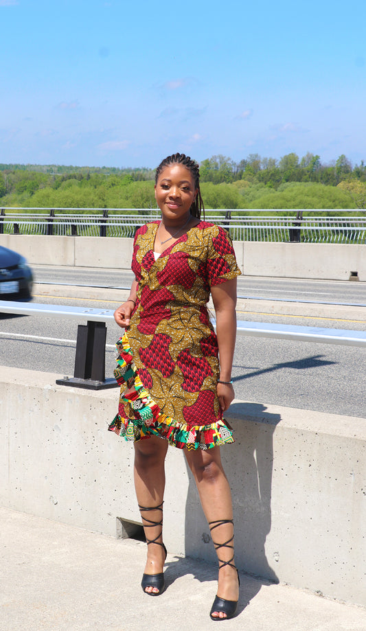 Shughar African Print Wrap Dress