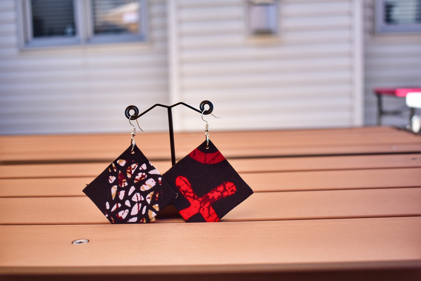 Flat Drop Ankara Earrings