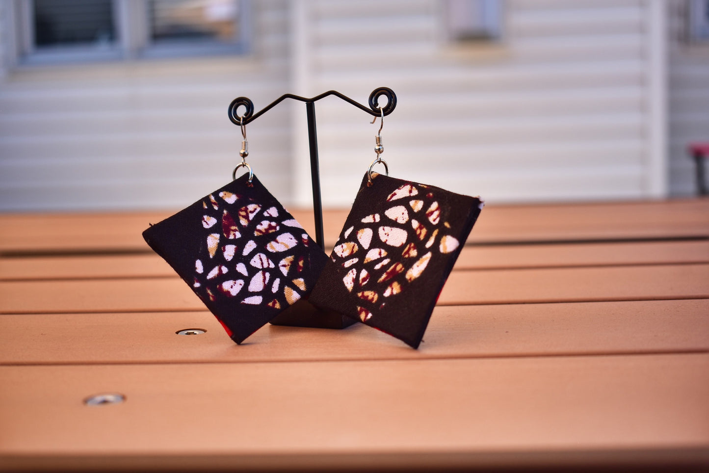 Flat Drop Ankara Earrings