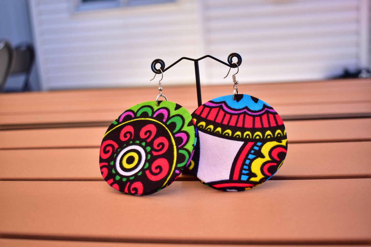 Flat Drop Ankara Earrings