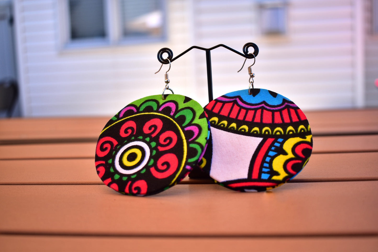 Flat Drop Ankara Earrings