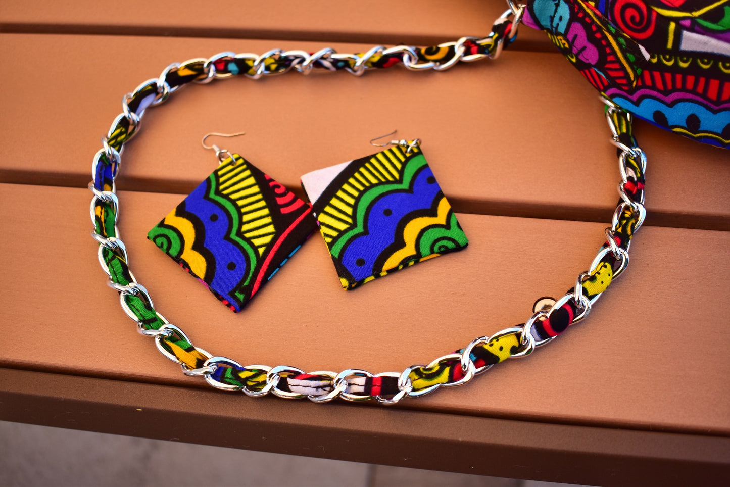 Flat Drop Ankara Earrings