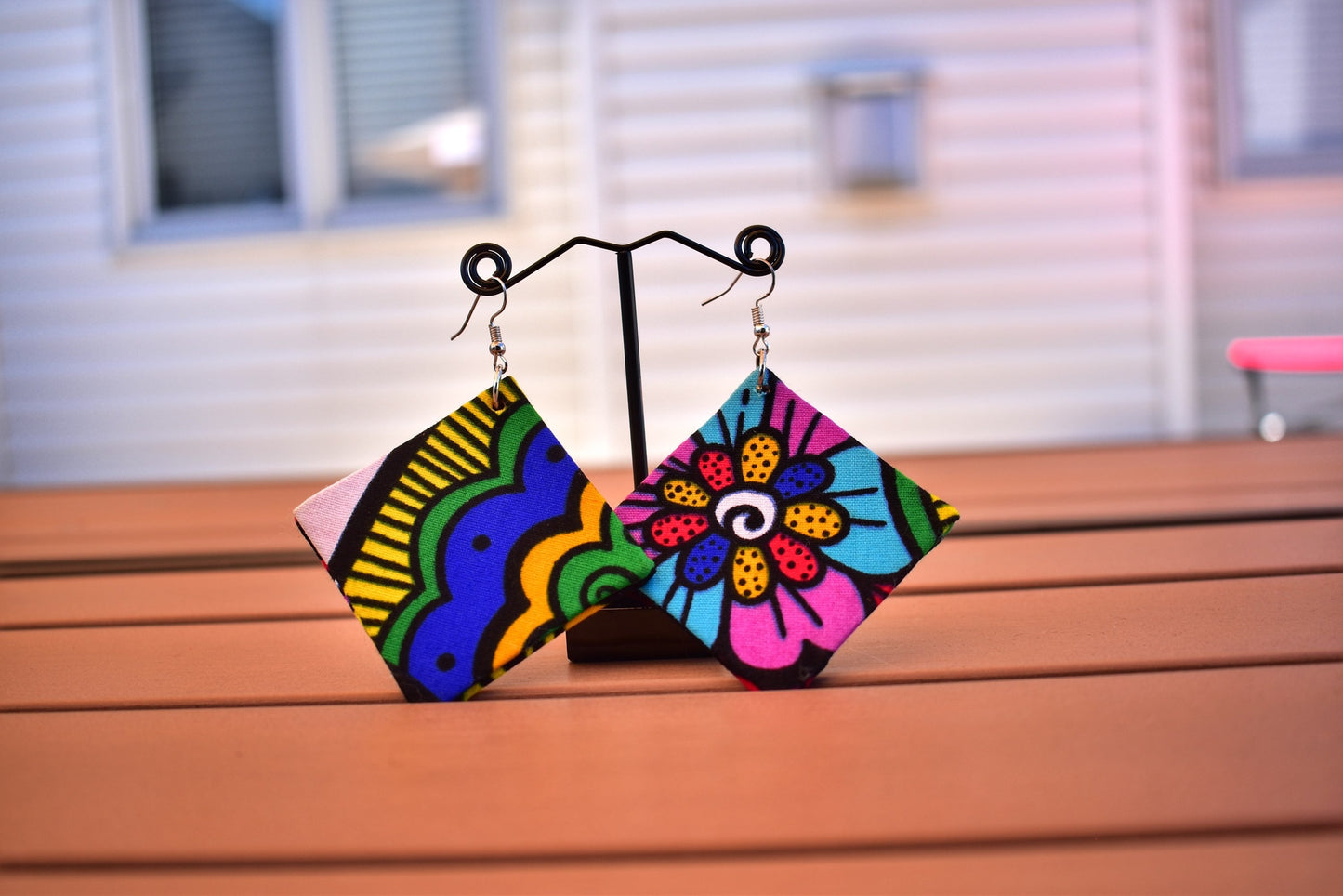 Flat Drop Ankara Earrings