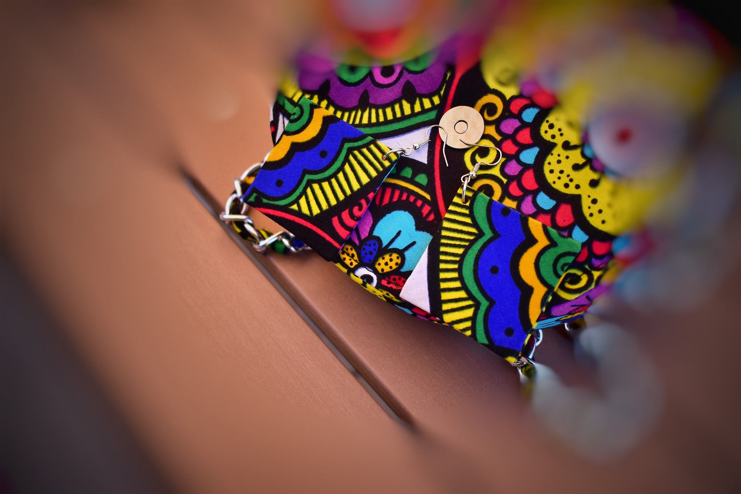 Flat Drop Ankara Earrings