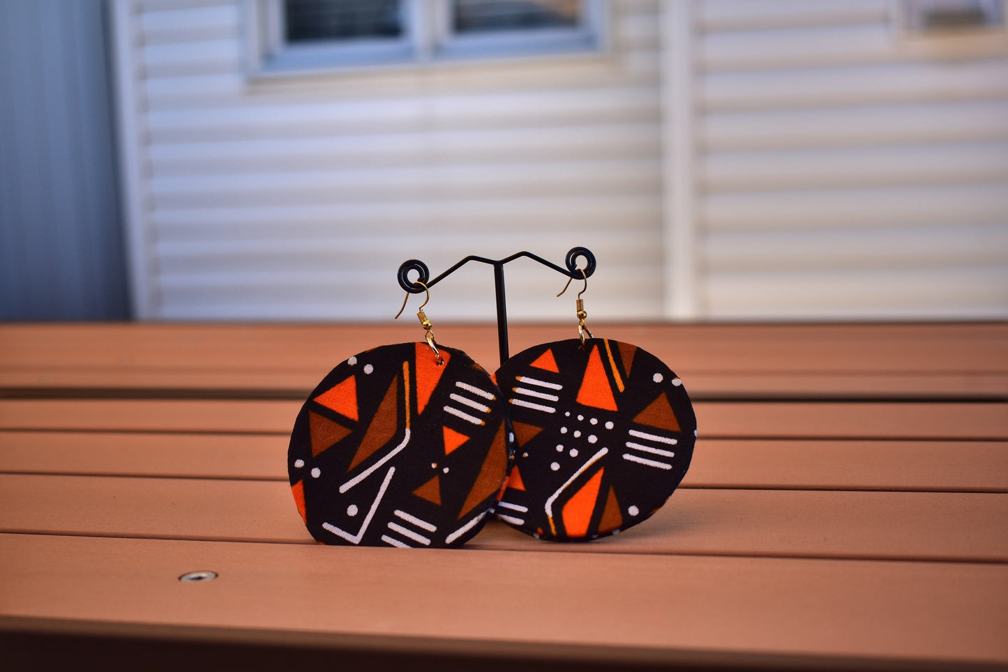 Flat Drop Ankara Earrings