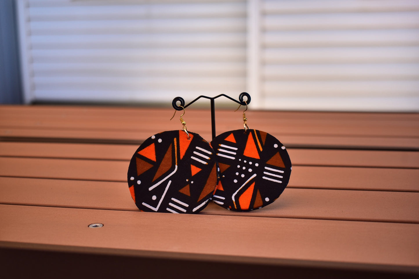 Flat Drop Ankara Earrings