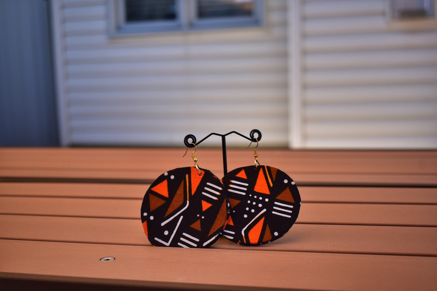 Flat Drop Ankara Earrings