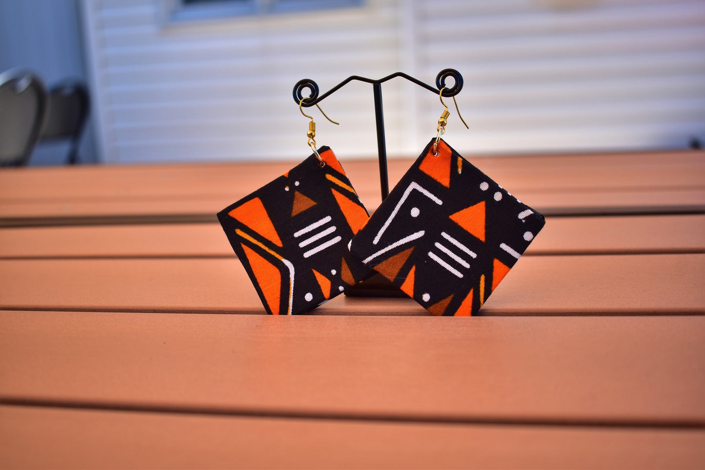 Flat Drop Ankara Earrings