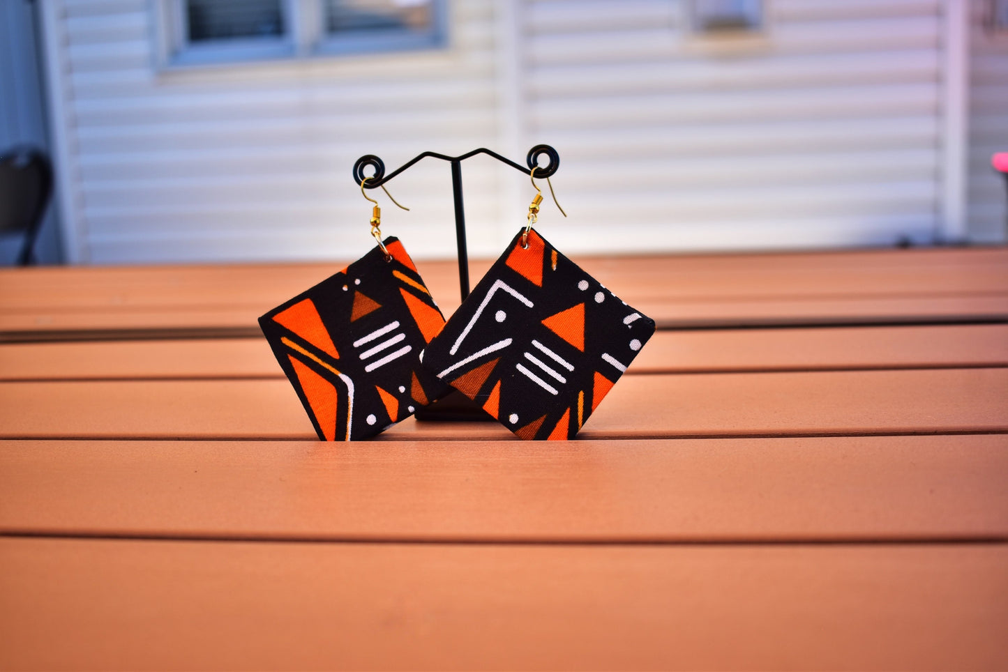 Flat Drop Ankara Earrings