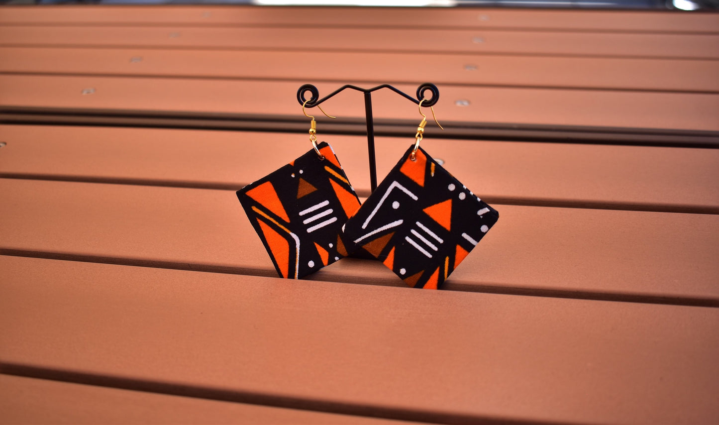 Flat Drop Ankara Earrings